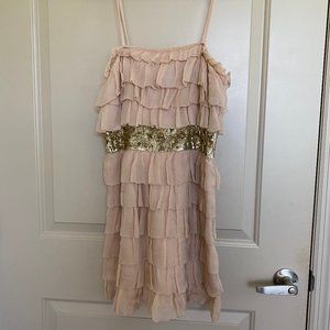 French Connection Frilly Pink/Gold Dress